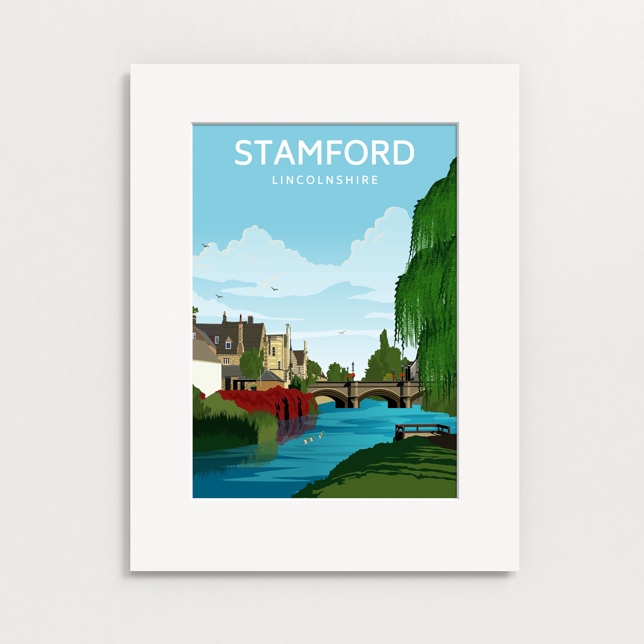 Stamford, Lincolnshire, United Kingdom Travel Poster - Mounted Print